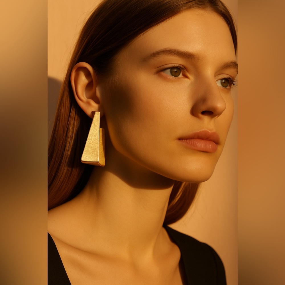 Kenneth Jay Lane KJL 22K Gold Plated Gate Link Duster Hoop Earrings Y2K Style